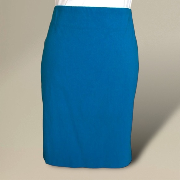 Attyre Bright Blue Pull-on Stretch Pencil Skirt Career Business Professional 12P - Picture 3 of 9